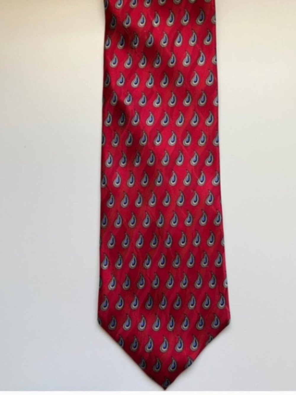 Vintage J.Z. Richards Red Paisley Silk Tie bohemian wedding americana christmas